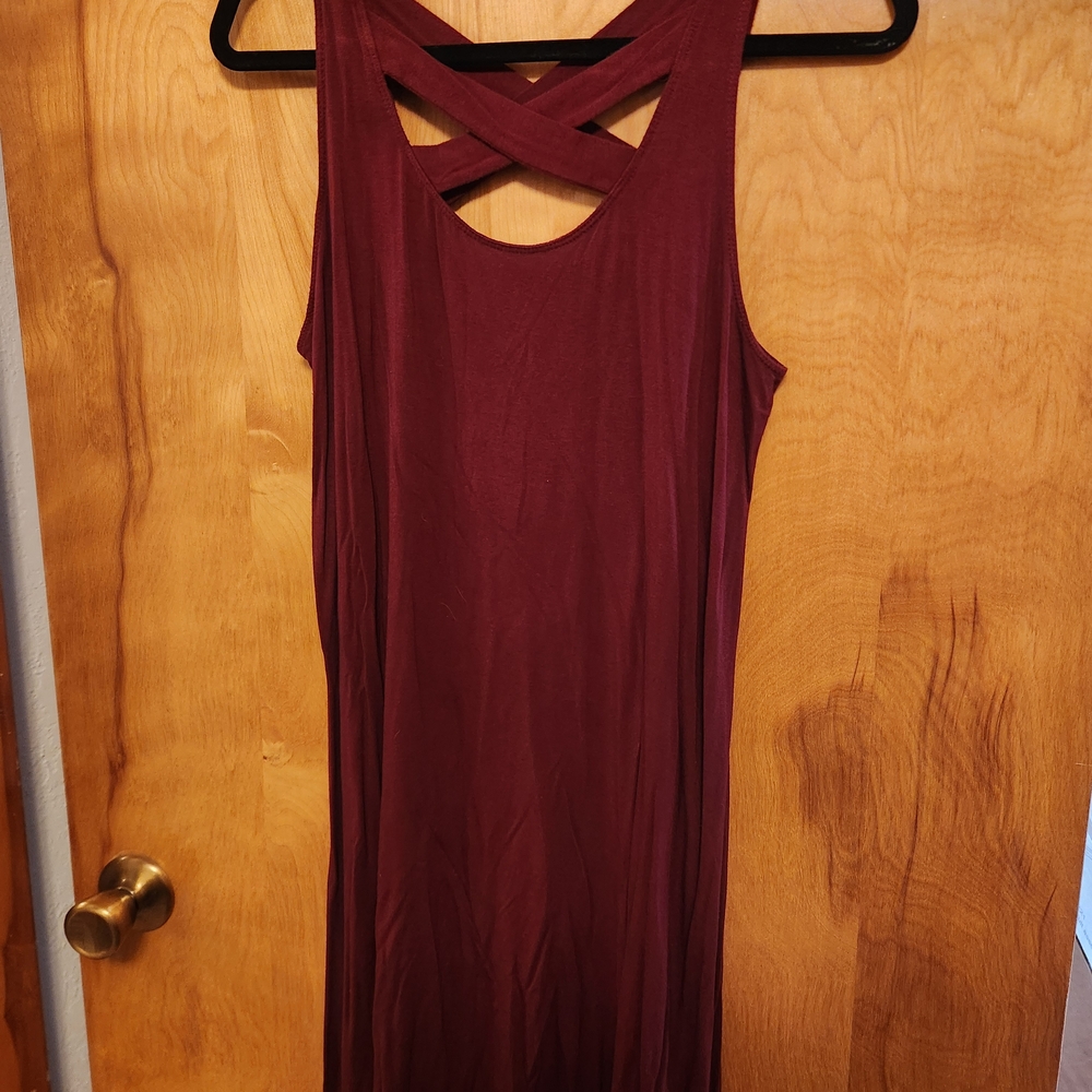 Maurices Burgundy Cross-Back Dress